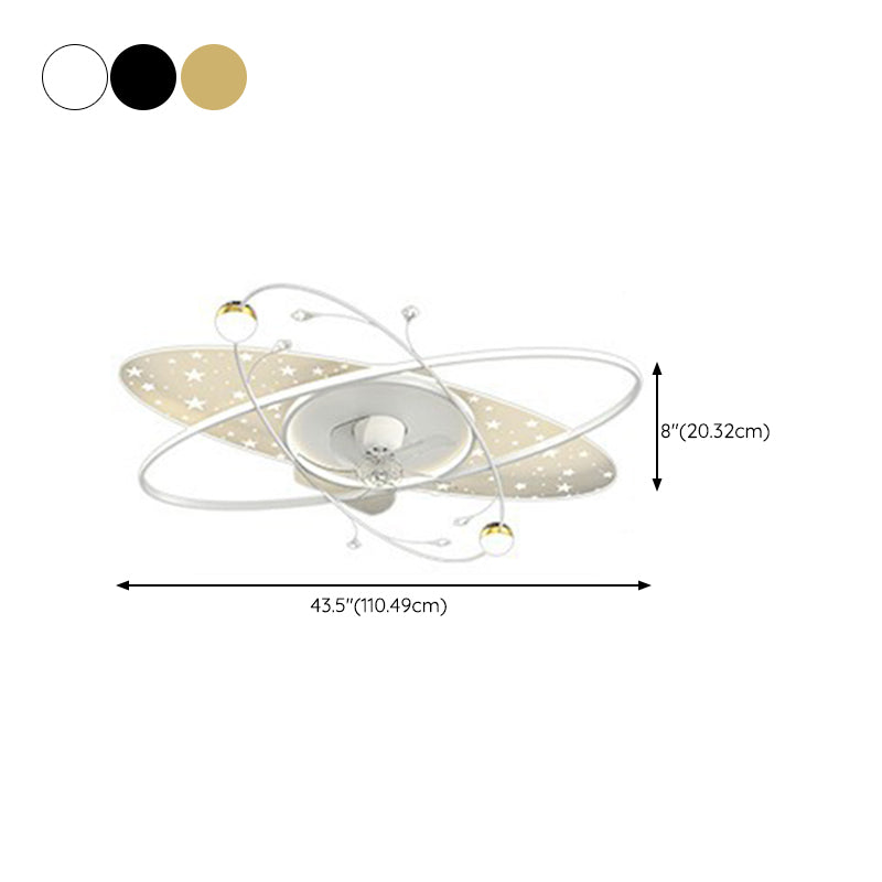 Ellipse Interior LED Ceiling Fan Black / Gold Contemporary Fan Lighting Fixture