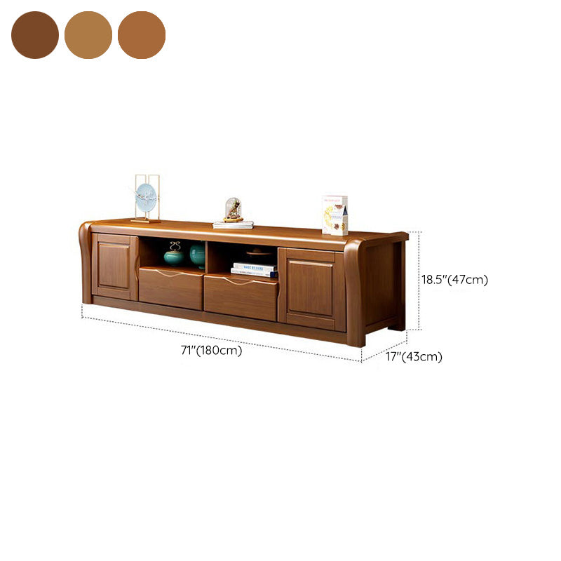 Modern Wood TV Stand Console Open Storage TV Media Stand with Doors for Living Room