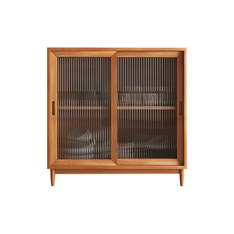 Modern Solid Wood Display Cabinet Glass Door Storage Cabinet with Drawers