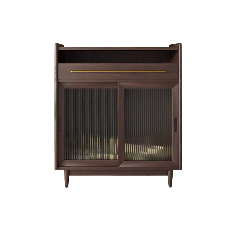 Modern Solid Wood Display Cabinet Glass Door Storage Cabinet with Drawers