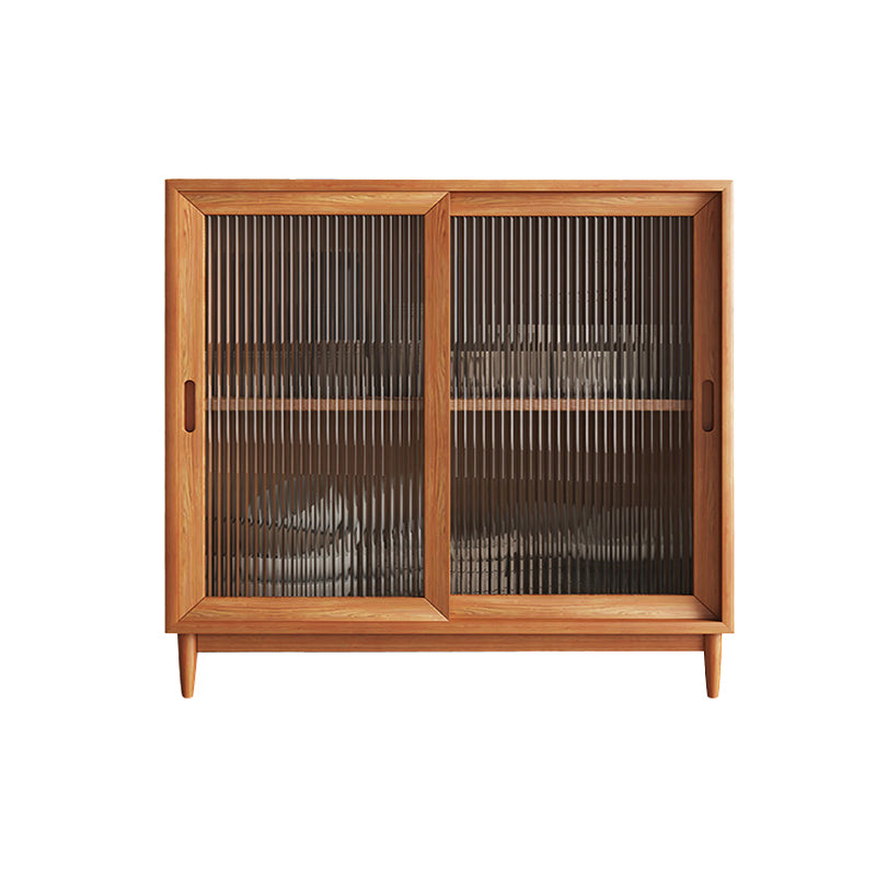 Modern Solid Wood Display Cabinet Glass Door Storage Cabinet with Drawers