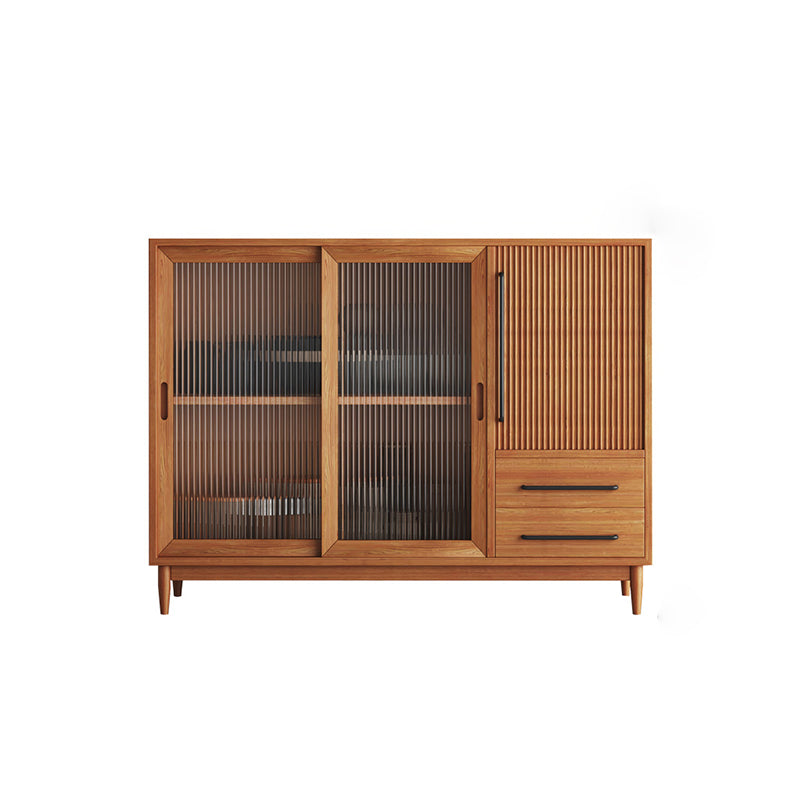 Modern Solid Wood Display Cabinet Glass Door Storage Cabinet with Drawers