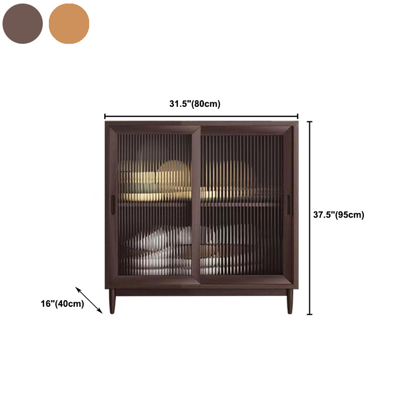 Modern Solid Wood Display Cabinet Glass Door Storage Cabinet with Drawers