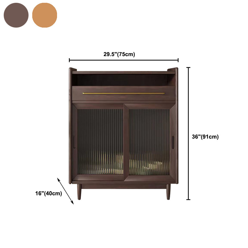 Modern Solid Wood Display Cabinet Glass Door Storage Cabinet with Drawers