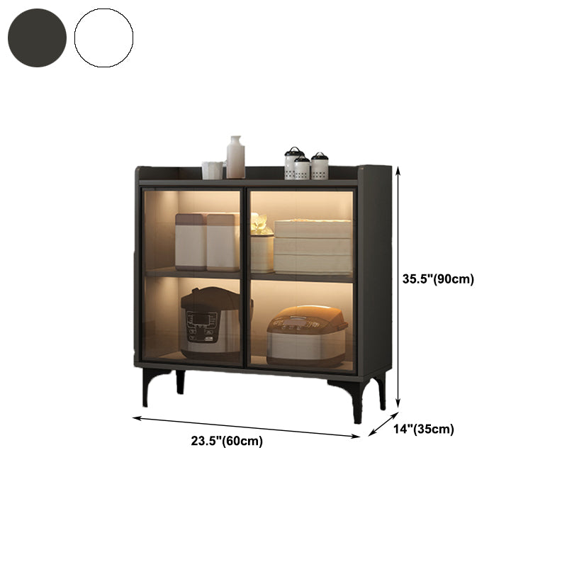 Modern Display Cabinet Faux Wood Storage Cabinet with Glass Doors for Living Room