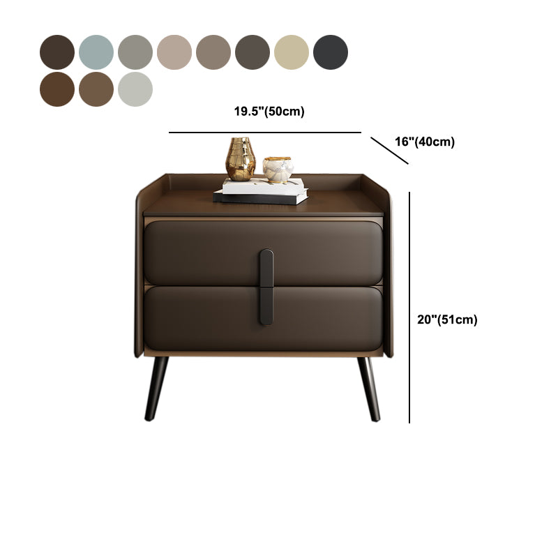 Modern Drawer Storage Bedside Cabinet Pine and Faux Leather Night Table for Bedroom