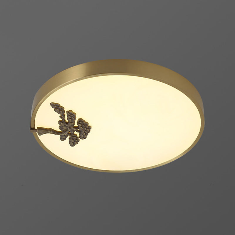 1-Light Drum Flush Mount Modern Metal Flush Light for Bedroom