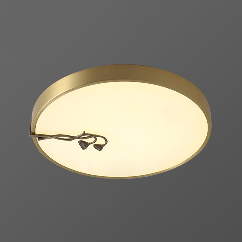 1-Light Drum Flush Mount Modern Metal Flush Light for Bedroom