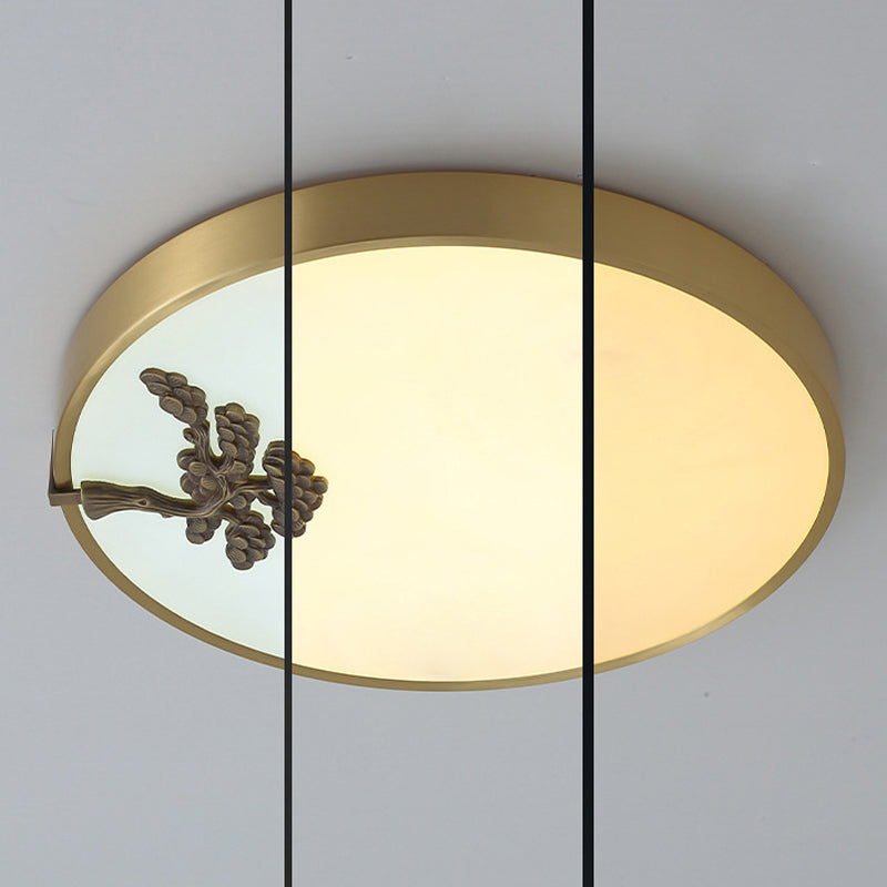 1-Light Drum Flush Mount Modern Metal Flush Light for Bedroom