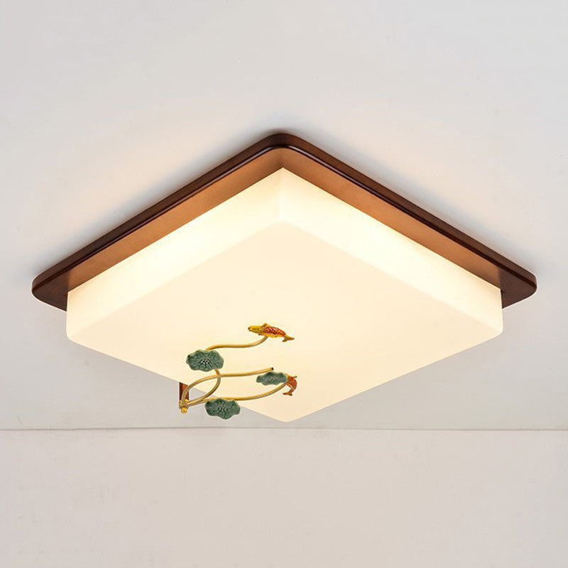 1-Light Flush Mount Ceiling Light Modern Wood Flush Mount Lighting