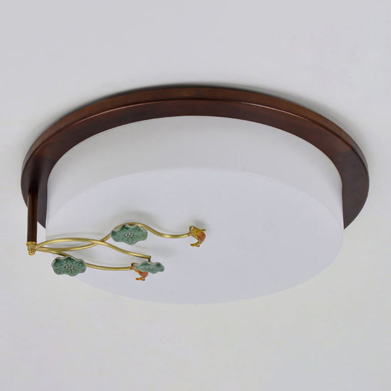 1-Light Flush Mount Ceiling Light Modern Wood Flush Mount Lighting