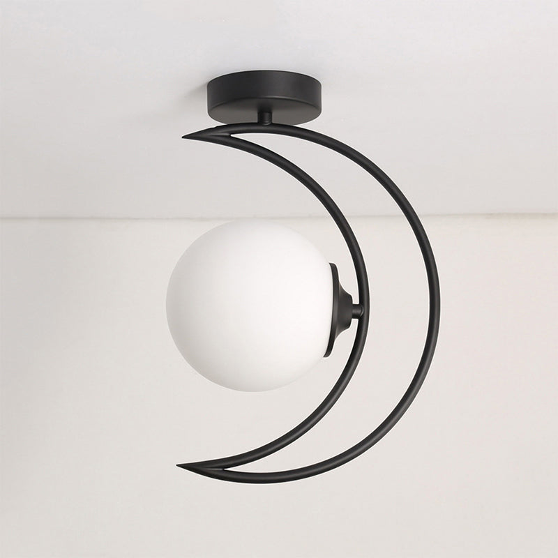 Modern Ceiling Mount Light Metal Ceiling Light with Glass Shade for Bedroom