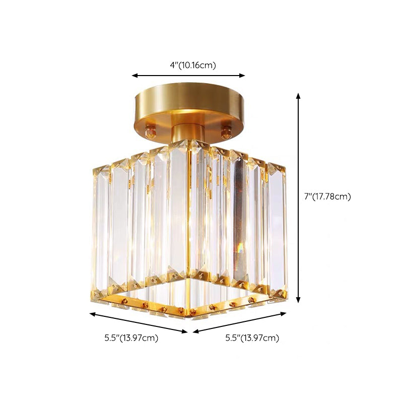 Modern Style Flush Mount 1 Light Crystal Ceiling Light in Gold for Aisle