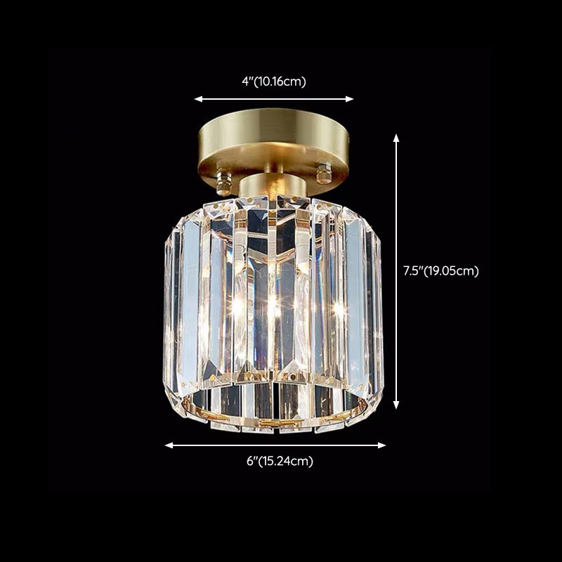 Modern Style Flush Mount 1 Light Crystal Ceiling Light in Gold for Aisle