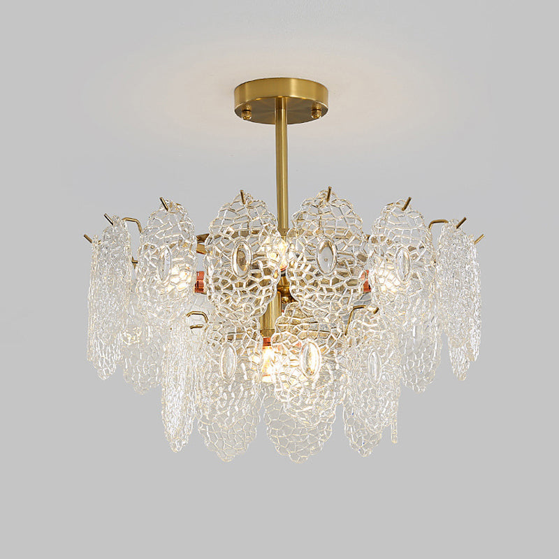 Glass Drum-shaped Semi Flush Ceiling Light Contemporary Semi Flush