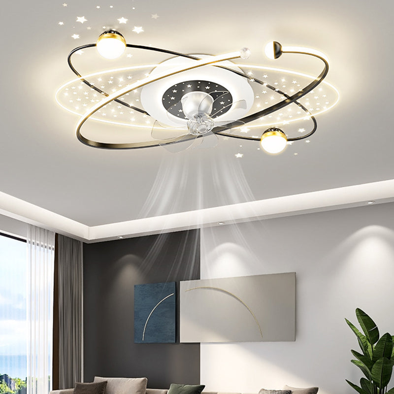 7-Blade Modernism Ceiling Fan Golden/Black Fan with Light for Bedroom