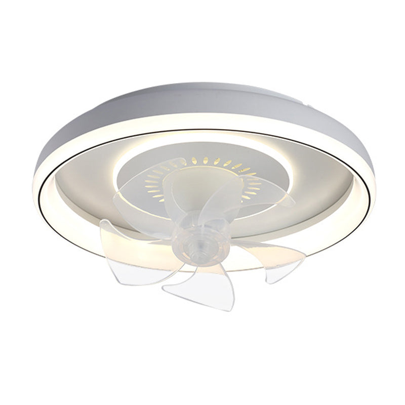 5-Blade Modern Ceiling Fan White Metal Fan with Light for Living Room