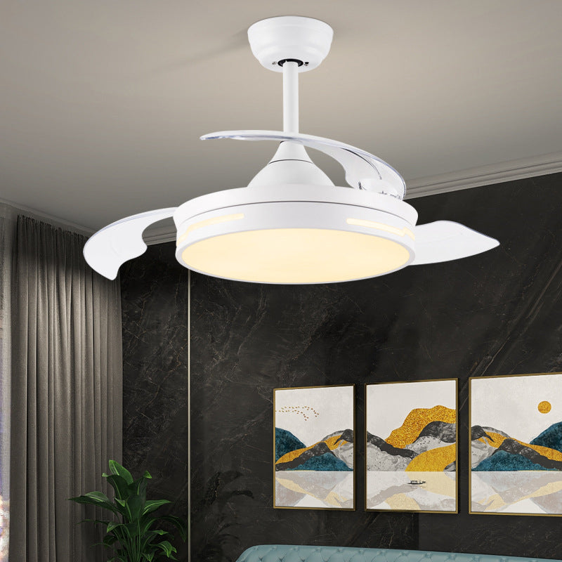 Drum Interior LED Ceiling Fan Fixture in Black / White Modern Fan Light