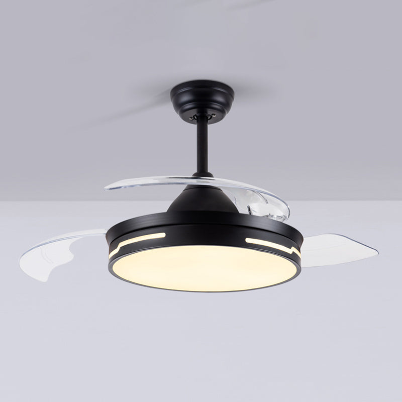 Drum Interior LED Ceiling Fan Fixture in Black / White Modern Fan Light