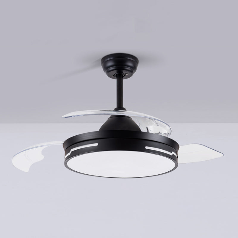 Drum Interior LED Ceiling Fan Fixture in Black / White Modern Fan Light