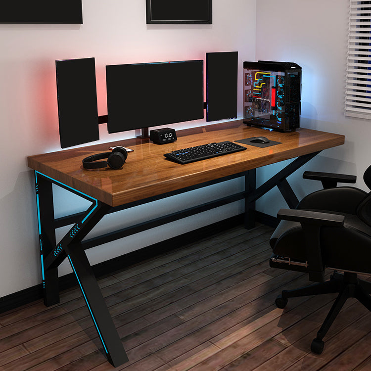 Industrial Rectangular Gaming Desk Solid Wood Writing Desk for Home