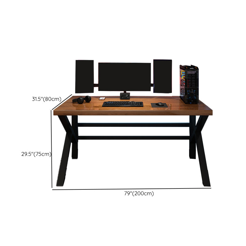 Industrial Rectangular Gaming Desk Solid Wood Writing Desk for Home