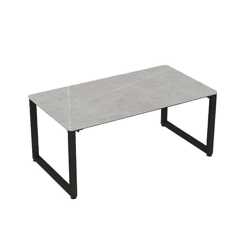 Rectangular Grey Office Desk Industrial Metal Sled Base Writing Desk