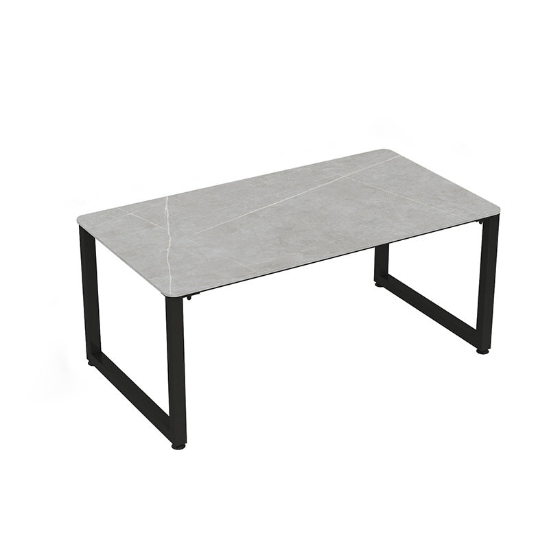 Rectangular Grey Office Desk Industrial Metal Sled Base Writing Desk