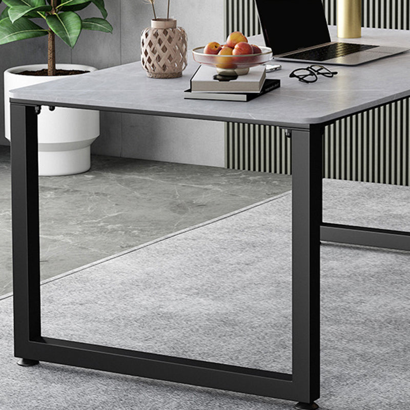 Rectangular Grey Office Desk Industrial Metal Sled Base Writing Desk