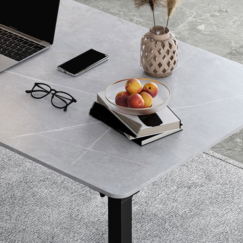 Rectangular Grey Office Desk Industrial Metal Sled Base Writing Desk