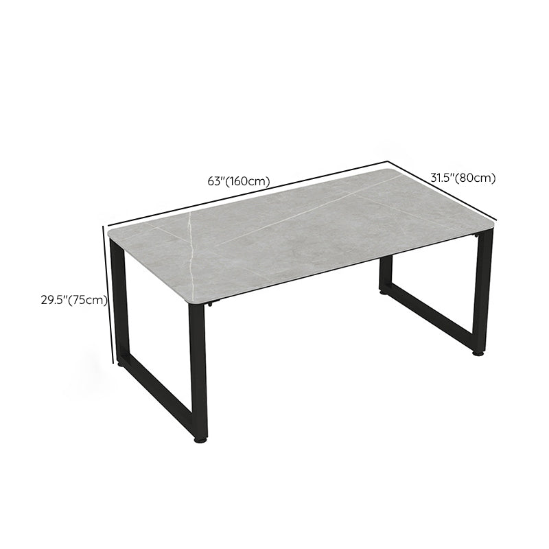 Rectangular Grey Office Desk Industrial Metal Sled Base Writing Desk