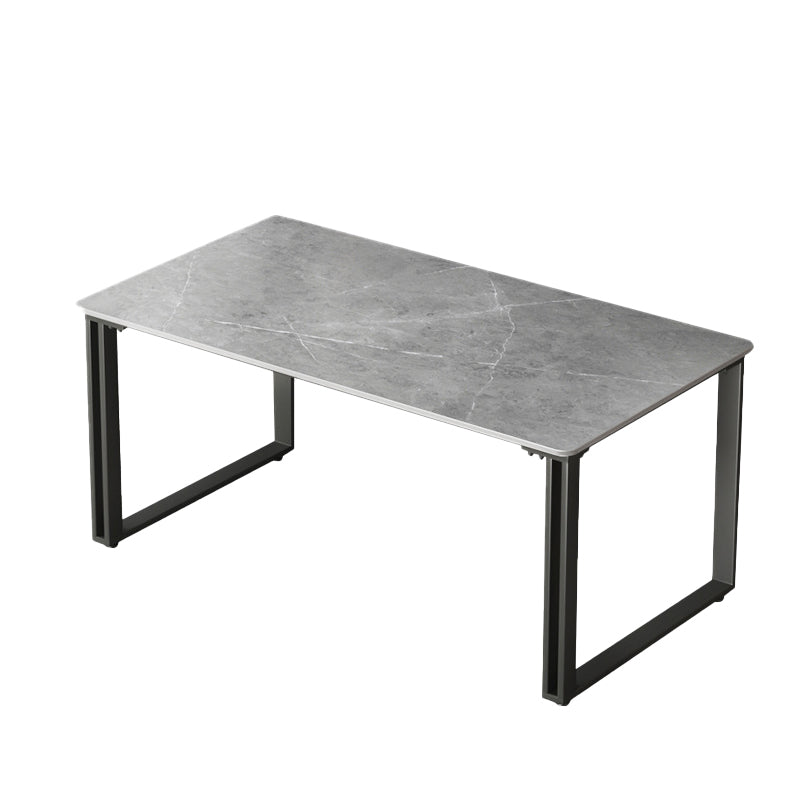 Iron and Stone Writing Desk Grey Rectangular Sled Office Desk