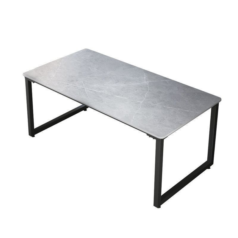 Sled Rectangular Office Desk White and Grey Writing Desk for Office