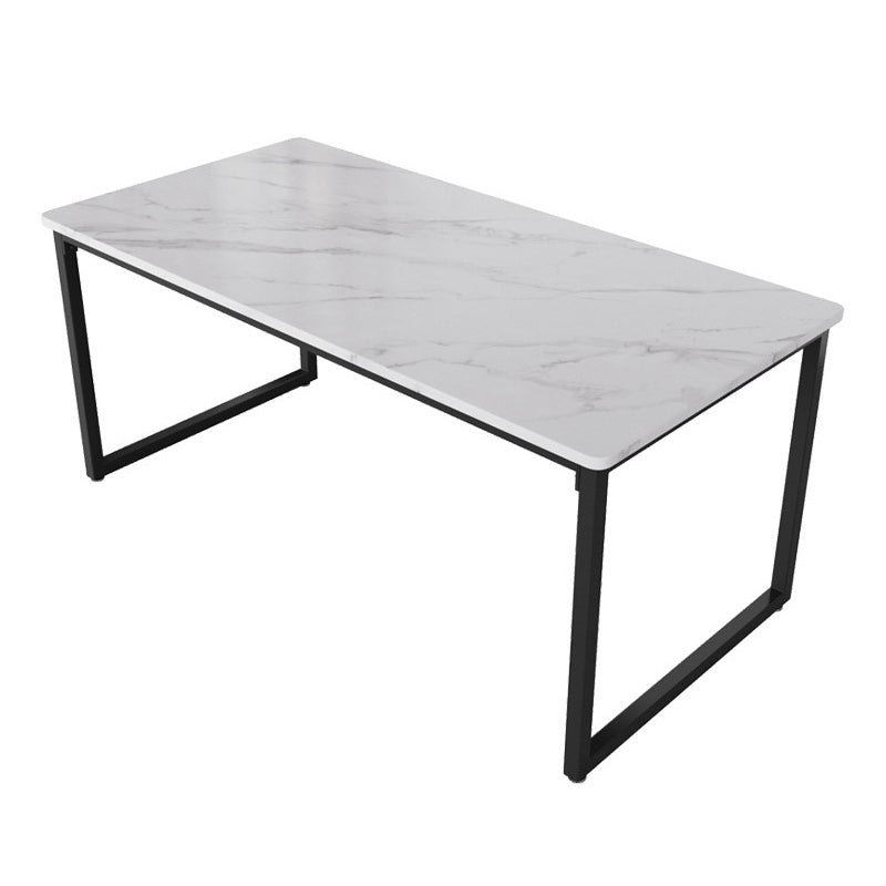 Sled Rectangular Office Desk White and Grey Writing Desk for Office