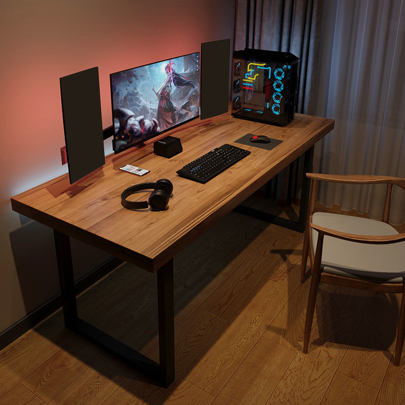 Solid Wood Writing Desk Industrial Rectangular Gaming Desk for Home