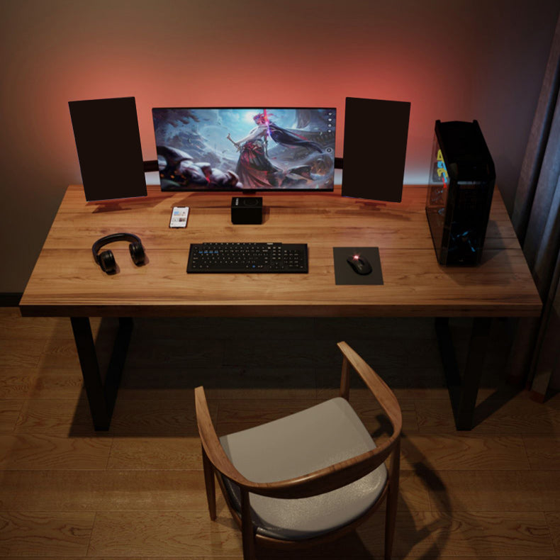 Solid Wood Writing Desk Industrial Rectangular Gaming Desk for Home