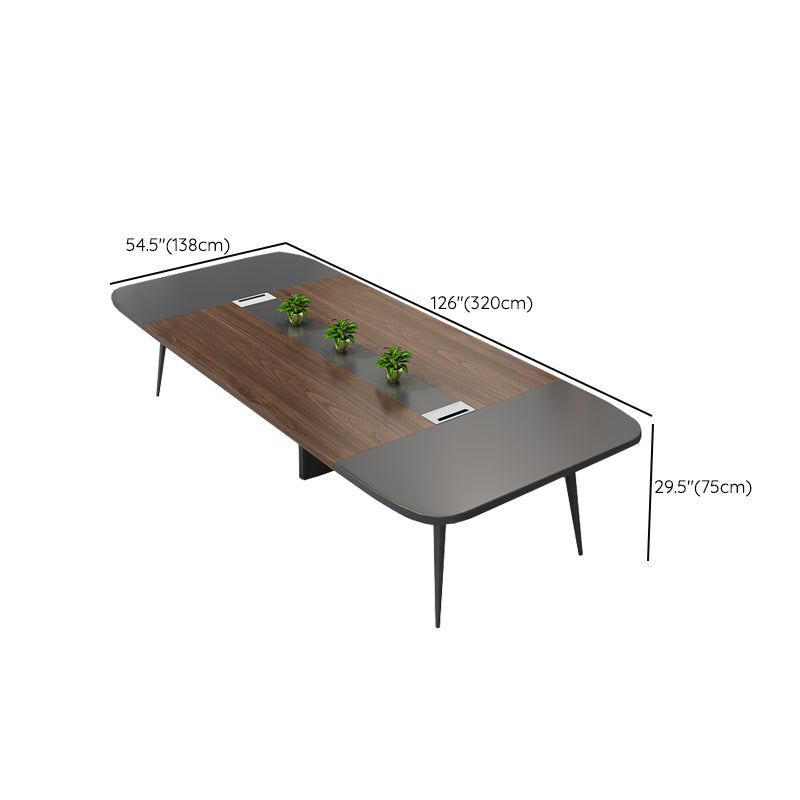 Industrial Oval Office Desk Manufactured Wood Executive Desk