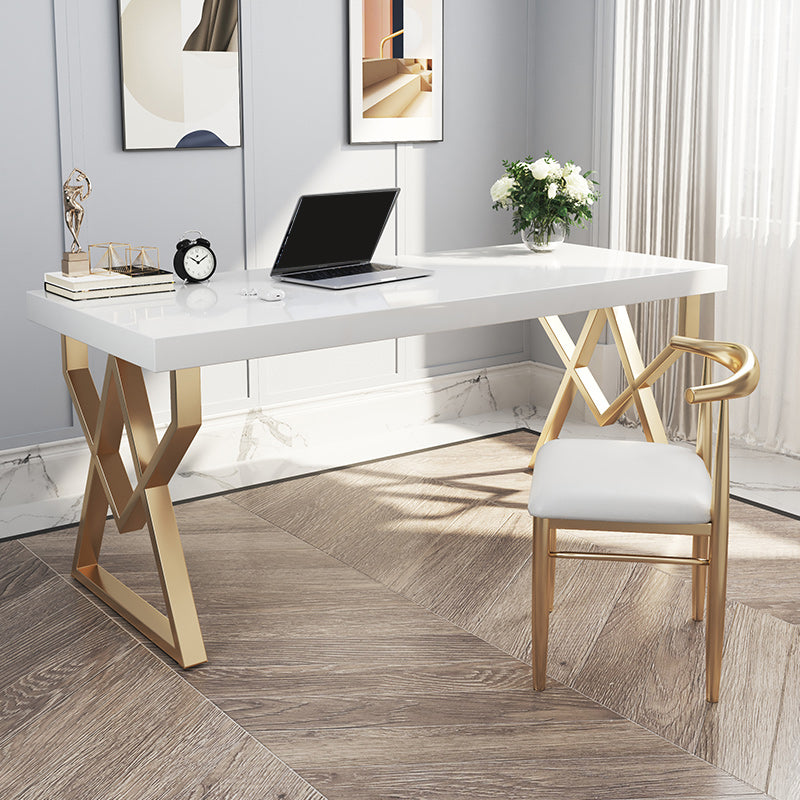 Solid Wood Rectangular Writing Desk Glam Office Desk for Home