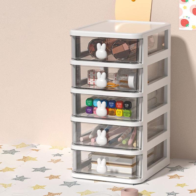 Plastic File Cabinet Modern Transparent Rabbit Drawers Vertical File Cabinet