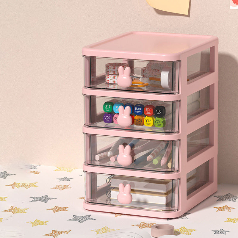 Plastic File Cabinet Modern Transparent Rabbit Drawers Vertical File Cabinet