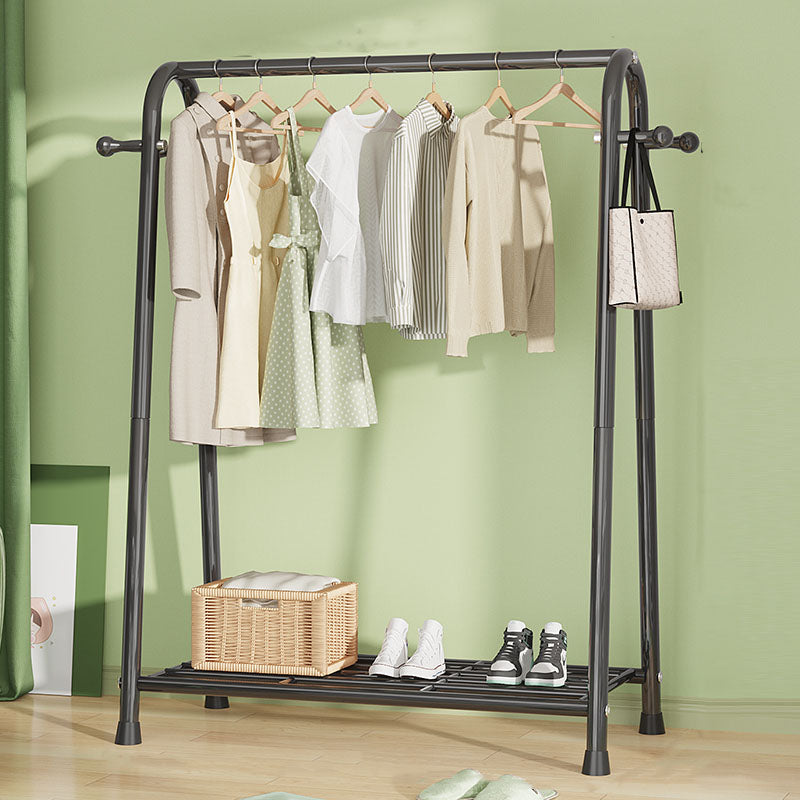 Modern Hall Stand Metal Hanging Rail Storage Shelving and 2 Hooks Hall Tree