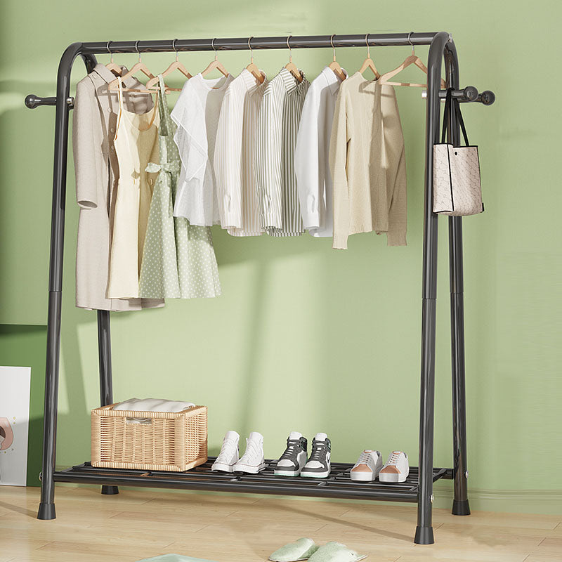 Modern Hall Stand Metal Hanging Rail Storage Shelving and 2 Hooks Hall Tree