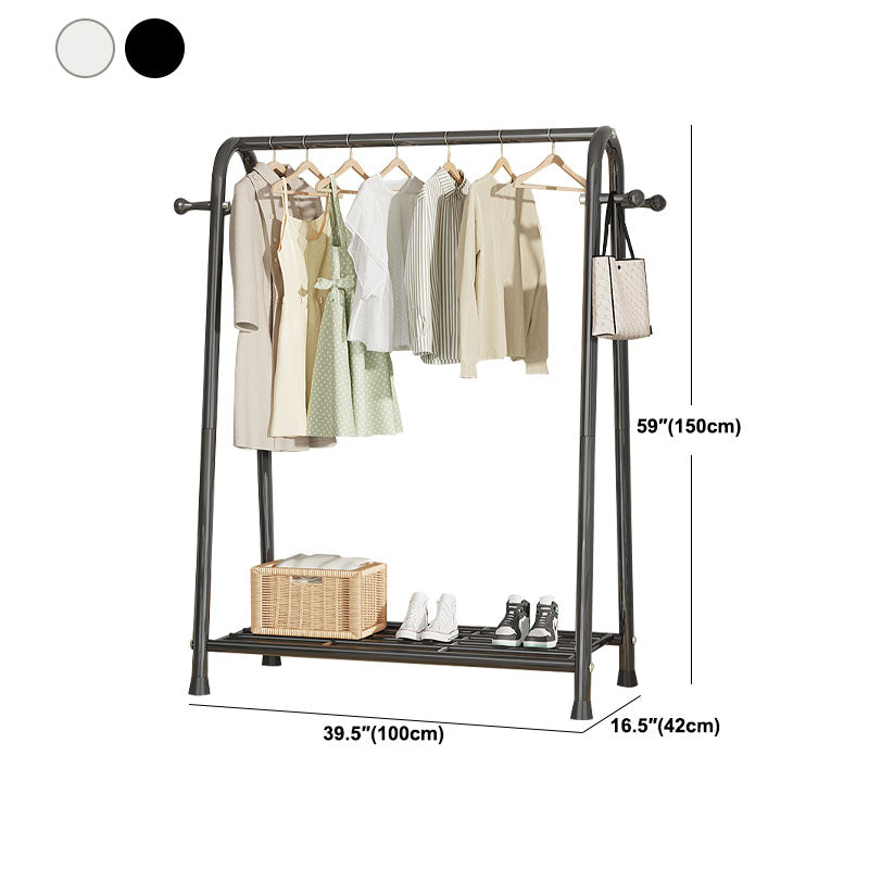 Modern Hall Stand Metal Hanging Rail Storage Shelving and 2 Hooks Hall Tree