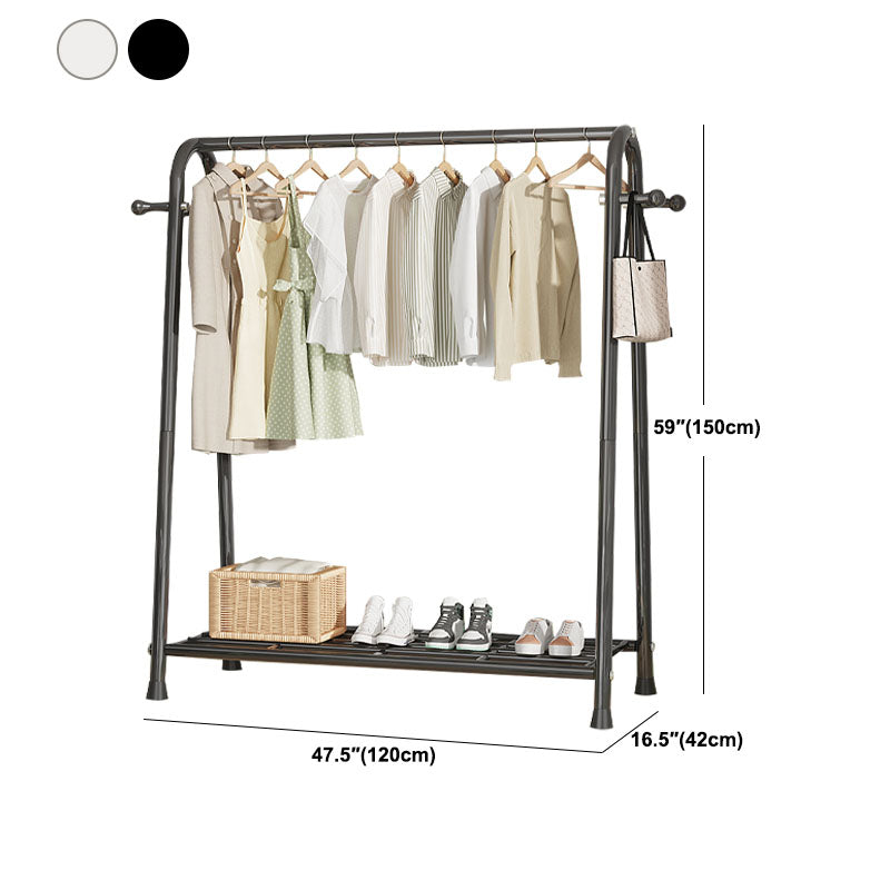 Modern Hall Stand Metal Hanging Rail Storage Shelving and 2 Hooks Hall Tree