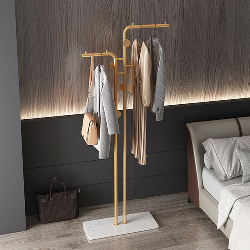 Modern Metal Coat Hanger Free Standing Coat Rack with Marble Bottom