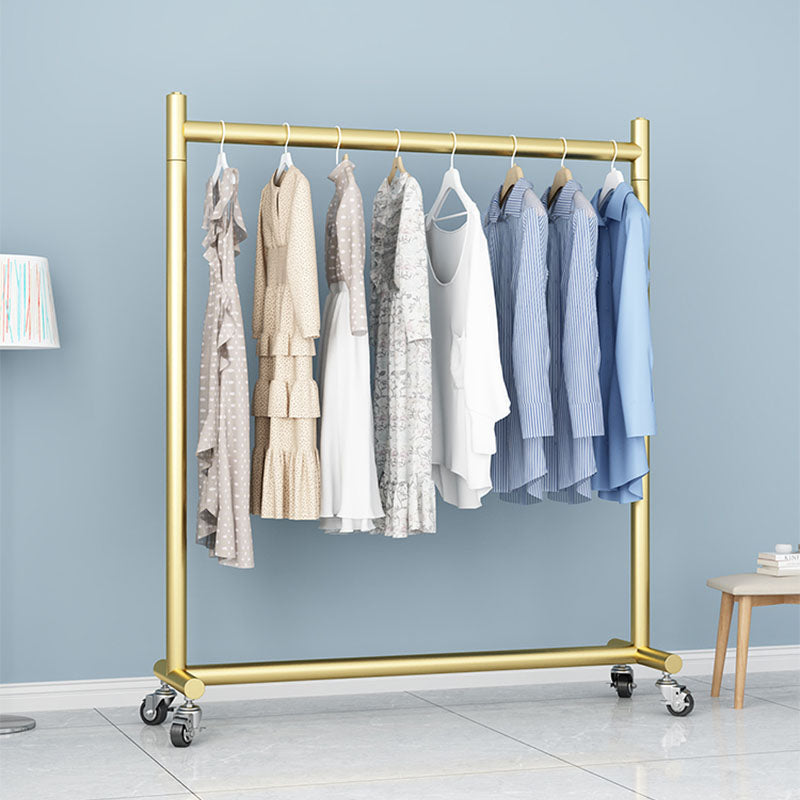 Modern Entryway Kit Metal Framed Hanging Rail and Castors Hall Stand