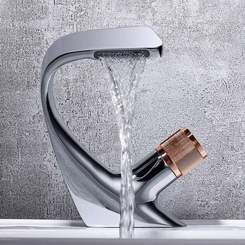 Contemporary Vessel Copper Brass Knob Handle Low Arc Vessel Faucet