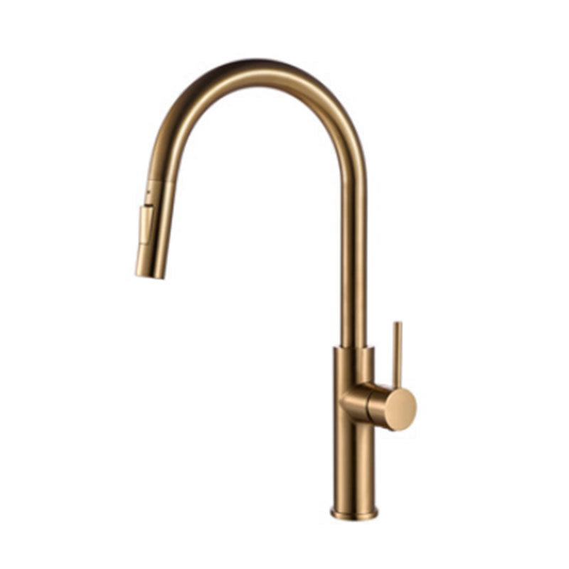 Modern Style Gooseneck Faucet Copper Single Handle Faucet for Kitchen