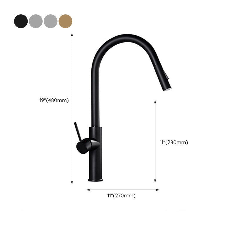 Modern Style Gooseneck Faucet Copper Single Handle Faucet for Kitchen