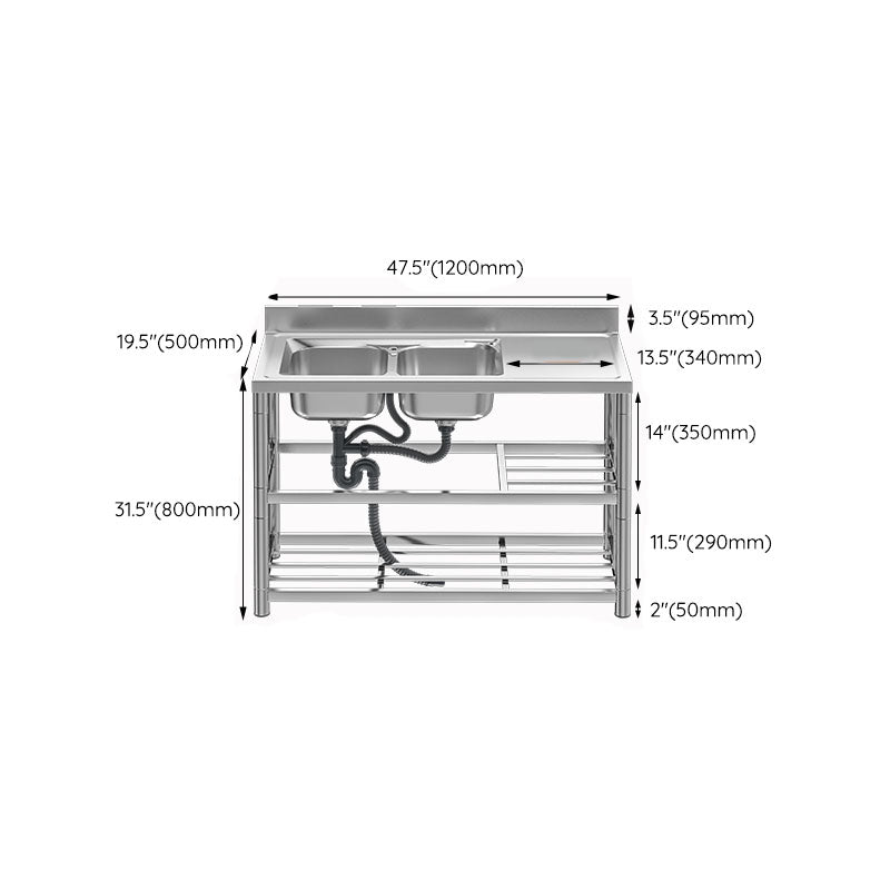 Classic Style Kitchen Sink Stainless Steel 2 Holes Undermount Kitchen Sink